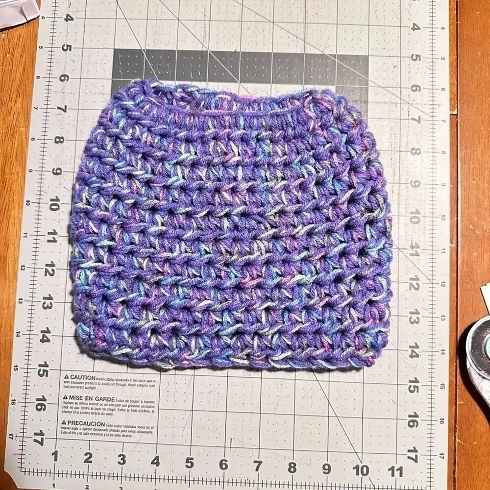 Crochet hat  purple pastel colors ponytail hole acrylic Handmade